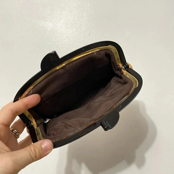 Vintage - Dual Tone Brown and Cream Leather Mini Clutch Bag - Picture 3 of 4